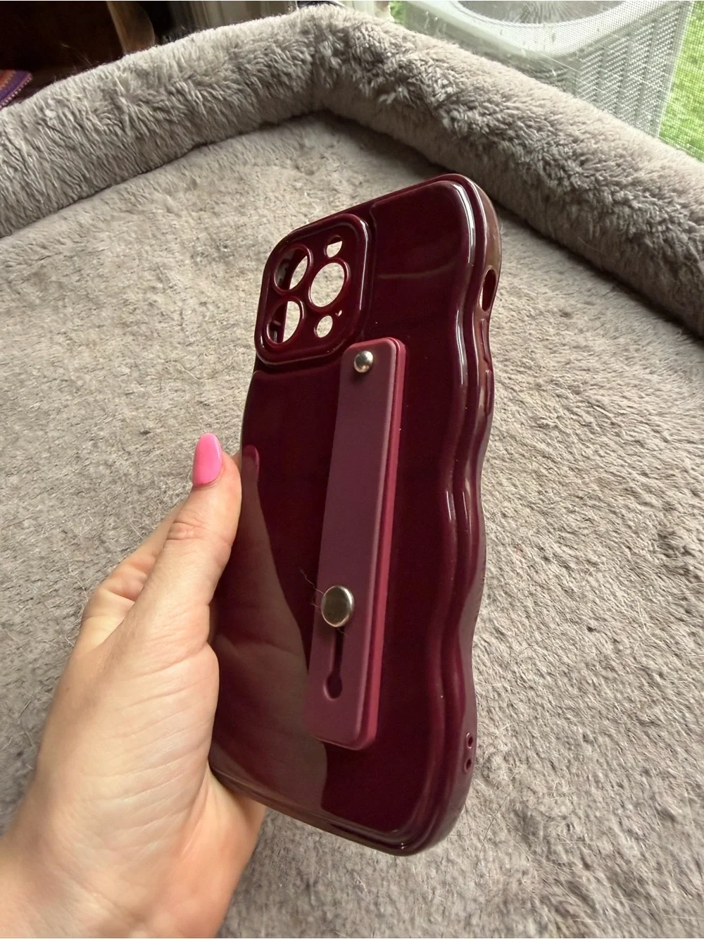 iPhone 13 Pro Max Adjustable Strap Burgundy Phone Case for Modern Smartphones
